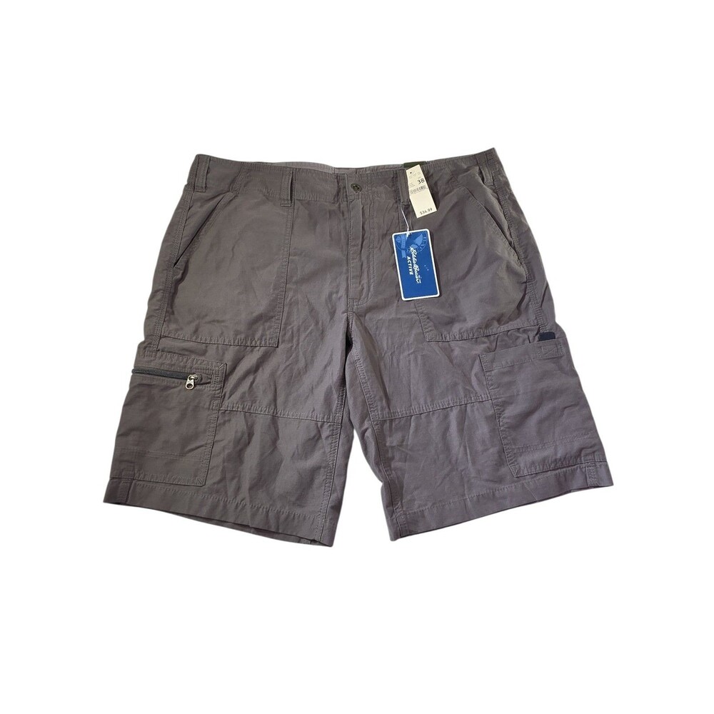 Eddie Bauer Active Trekking Cargo Shorts Mens Size 38 Brown NWT Zip Pockets